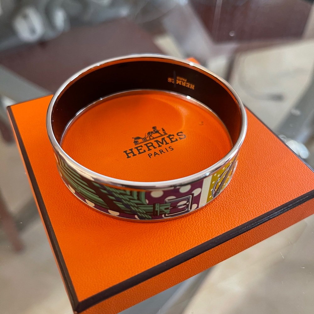 Authentic Hermes polka dot bangle - thick - Picture 1 of 2